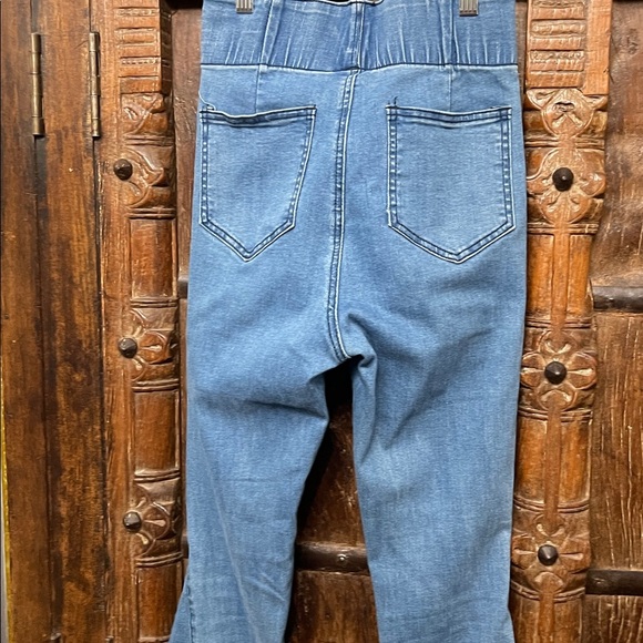 Three Bird Nest Super Flare Denim Jeans Sz S Raw Hem Boho Festival - Picture 7 of 10